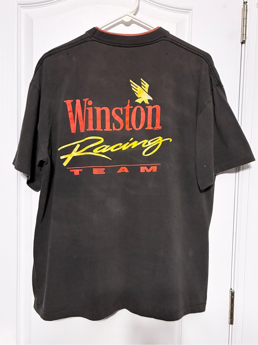 VTG 1992 Winston Racing Team NASCAR Graphic Distressed Pocket Tee Black Men’s XL